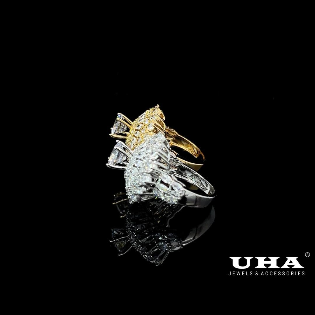 N663 Nhẫn nữ đính đá bagutte cao cấp sáng lấp lánh UHA Women