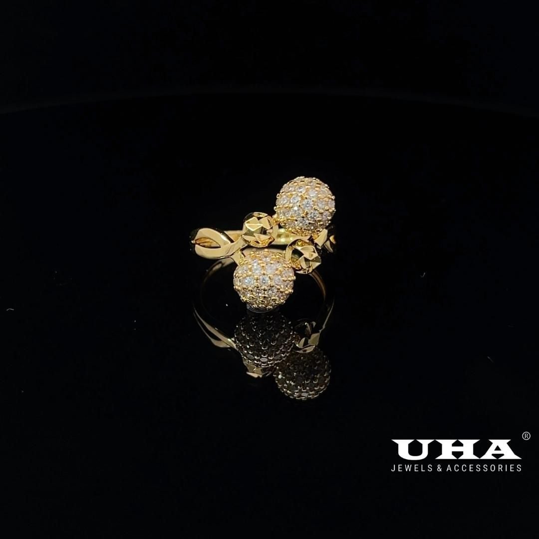 N595 Nhẫn nữ trái châu chạm khắc tinh tế đơn giản trẻ trung UHA