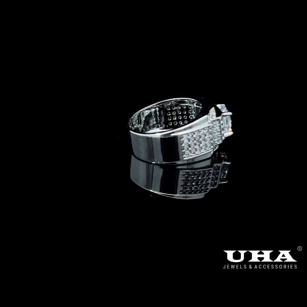 N100 Nhẫn nam mạ đính đá CZ cao cấp, phong cách sang trọng UHA