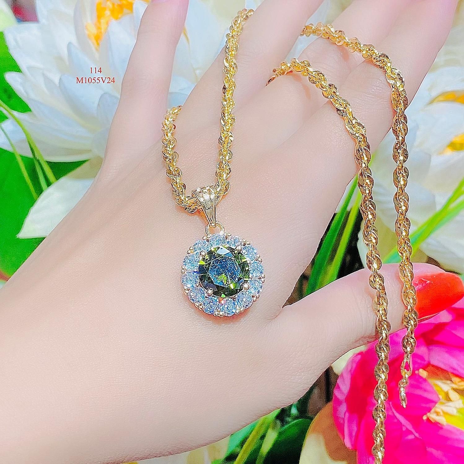 M1055  Mặt dây chuyền nữ KÈM DÂY mạ vàng kiểu dáng sang trọng Women