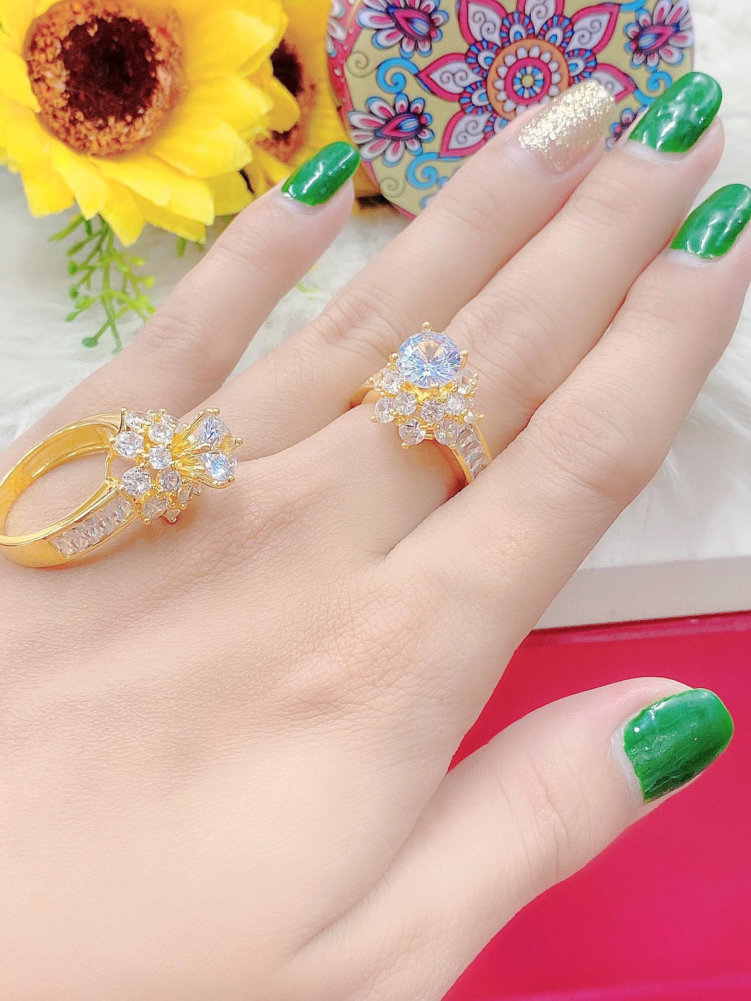 N655 - Nhẫn nữ đính  đá CZ cao cấp- vàng trắng sang trọng