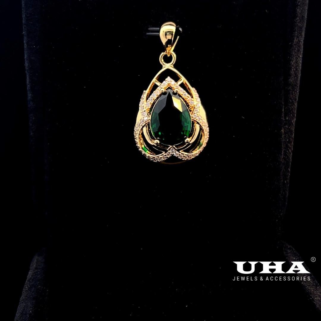 M1626 Mặt và dây chuyền đình đá màu phong thủy cao cấp sang trọng tinh tế UHA