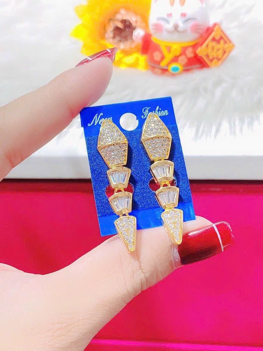 B1507 Bông tai rắn đính đá baguette siêu xinh -UHA Women Nữ Voi