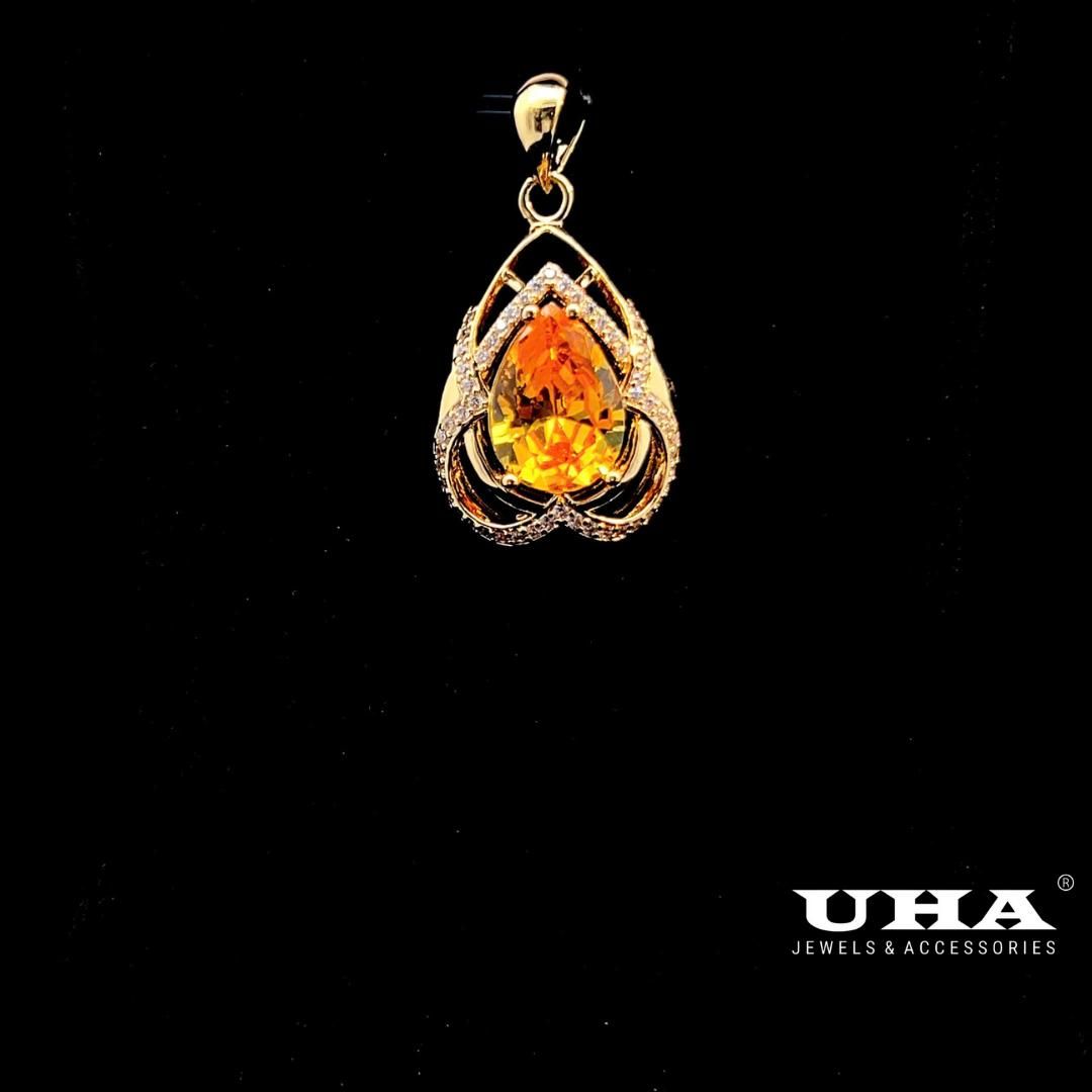 M1626 Mặt và dây chuyền đình đá màu phong thủy cao cấp sang trọng tinh tế UHA