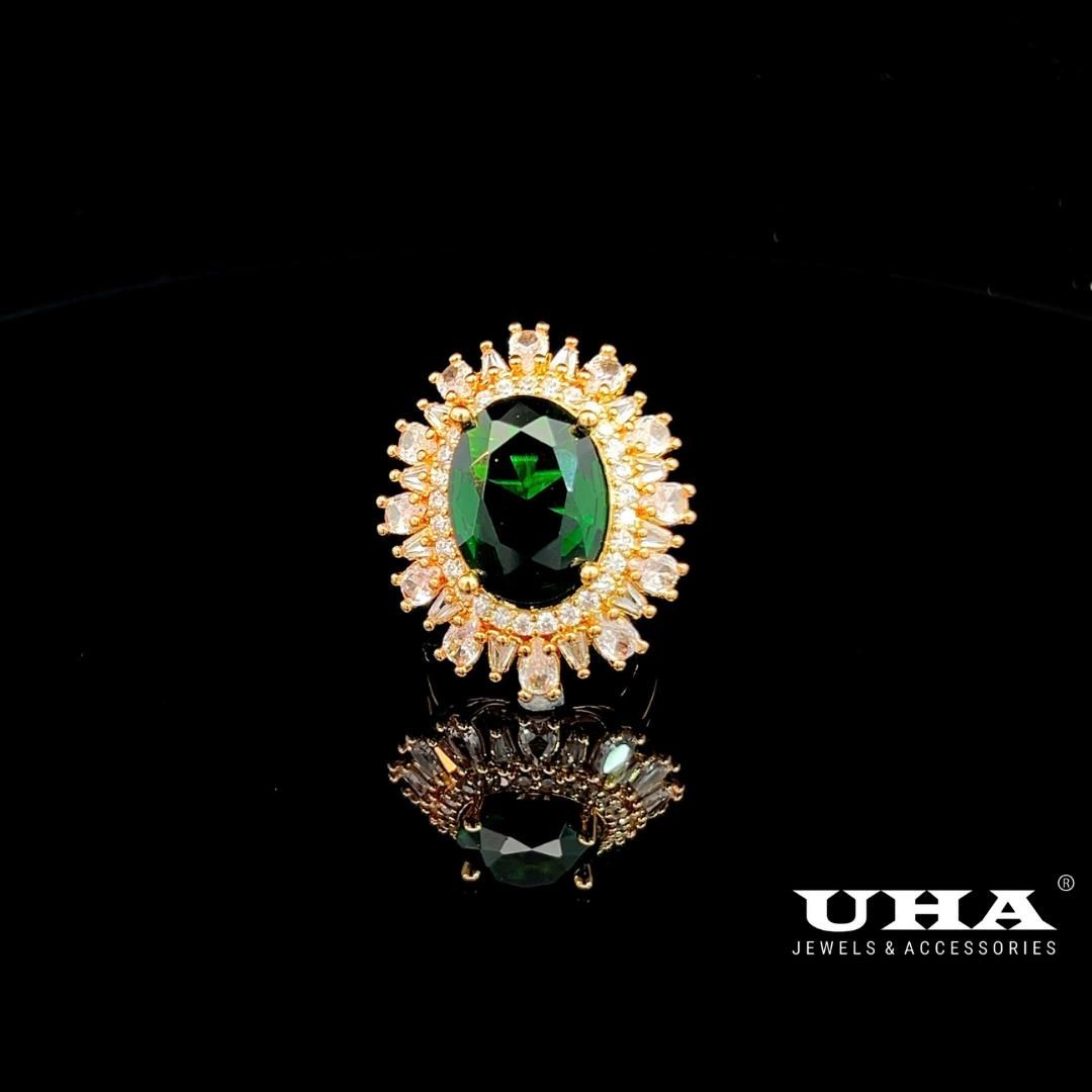 N906 Nhẫn nữ đính đá màu phong thủy cao cấp sáng lấp lánh UHA