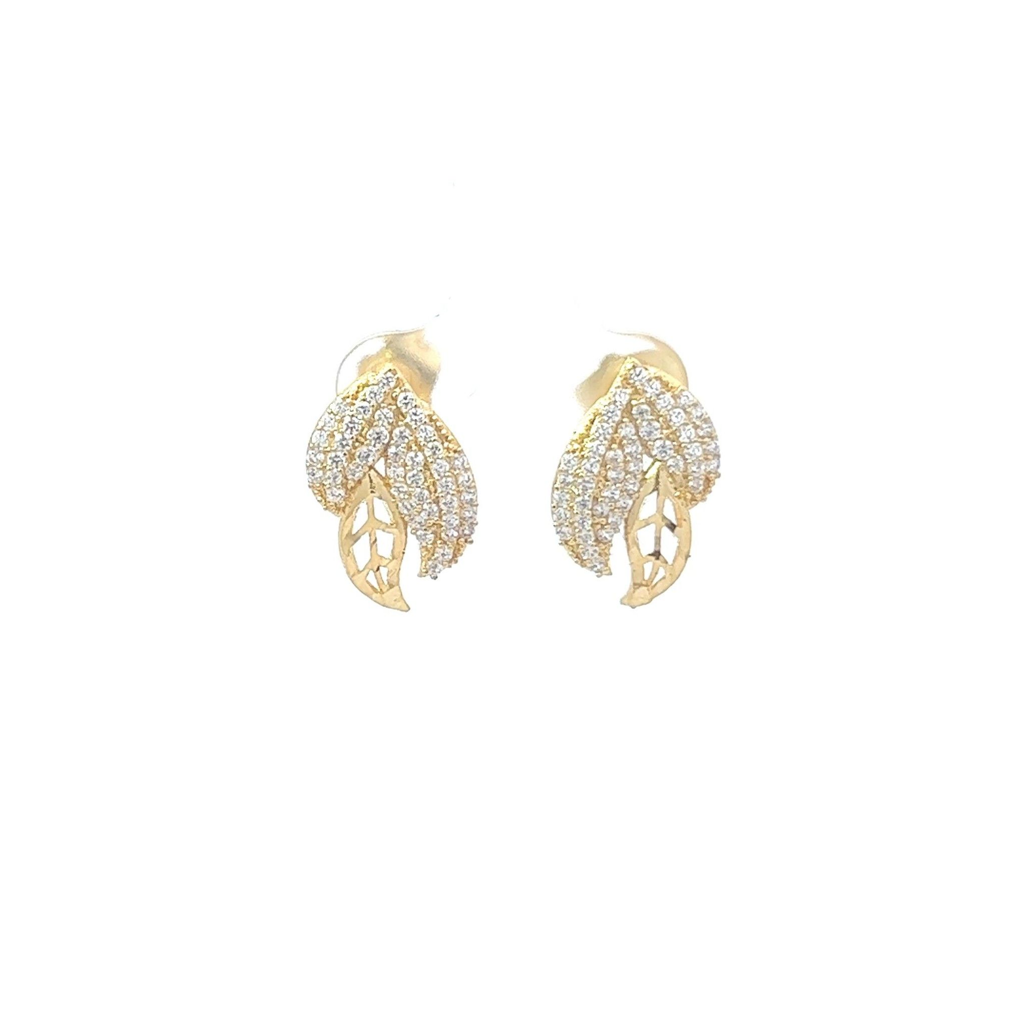 B1111135 Bông tai chiếc lá kiểu dáng đính đá baguette siêu xinh Women Voi Nữ