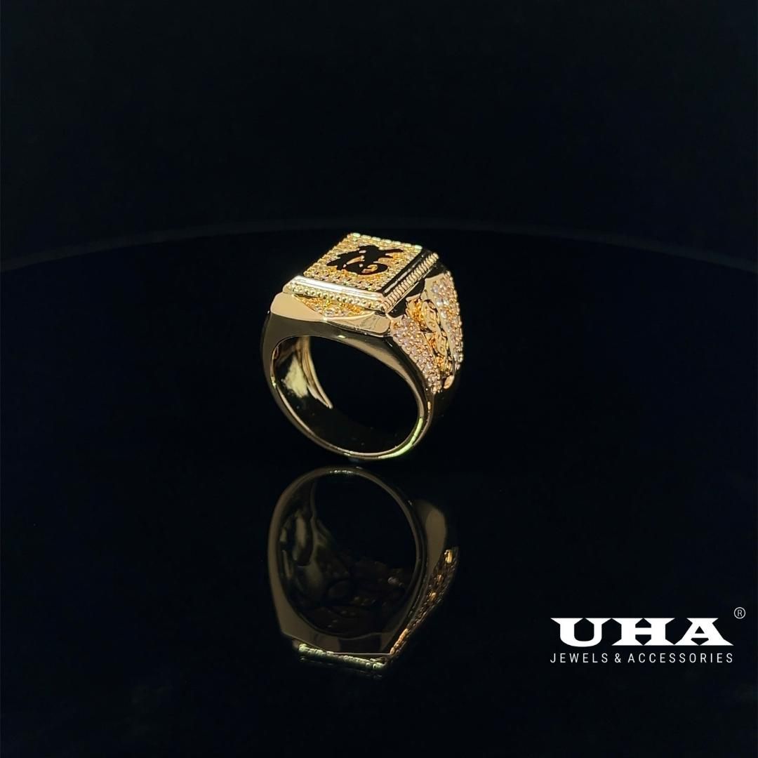 N1211 Nhẫn nam chạm khắc chữ thiết kế sang trọng có lót lòng UHA