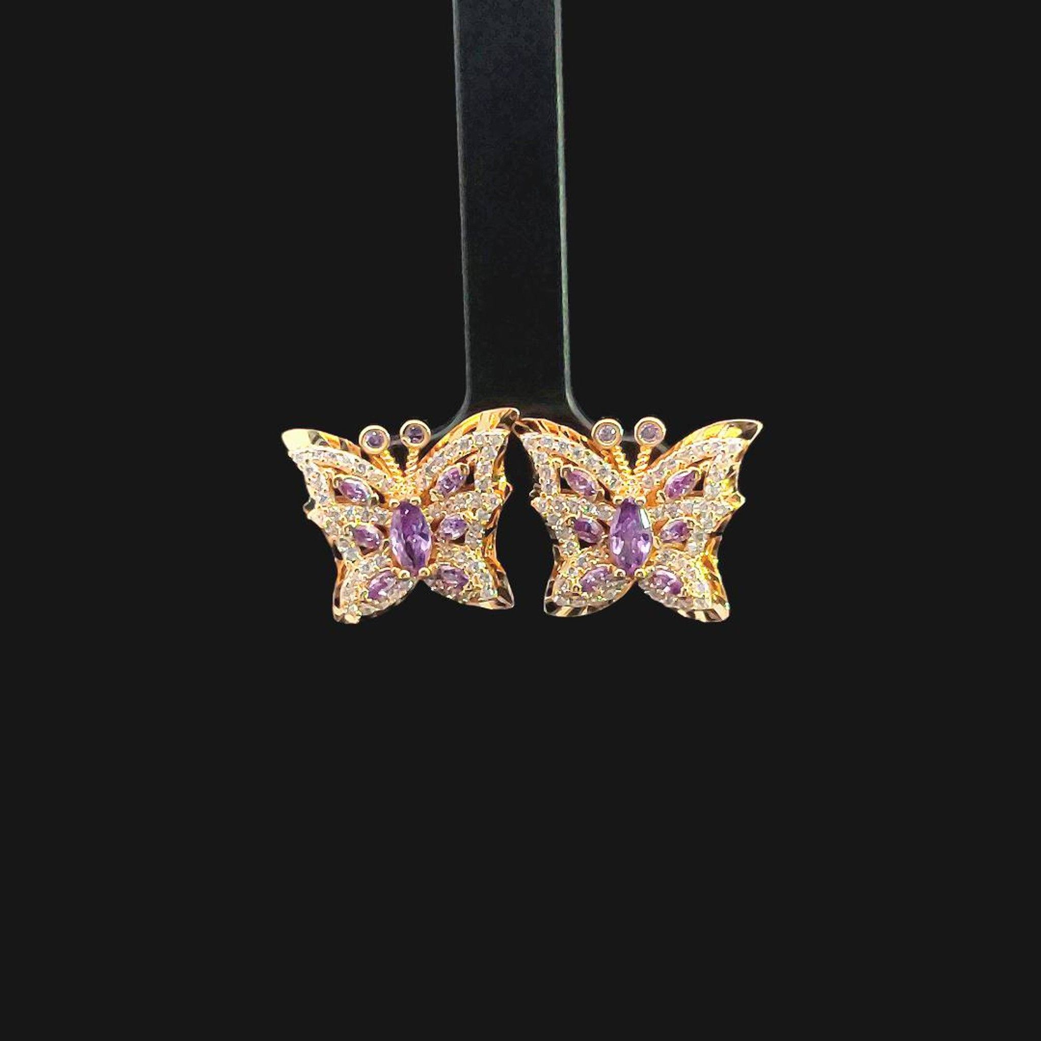 B1585 Bông tai nữ butterfly đính đá CZ cao cấp sáng lấp lánh Women Khuyên Tai Hoa Tai