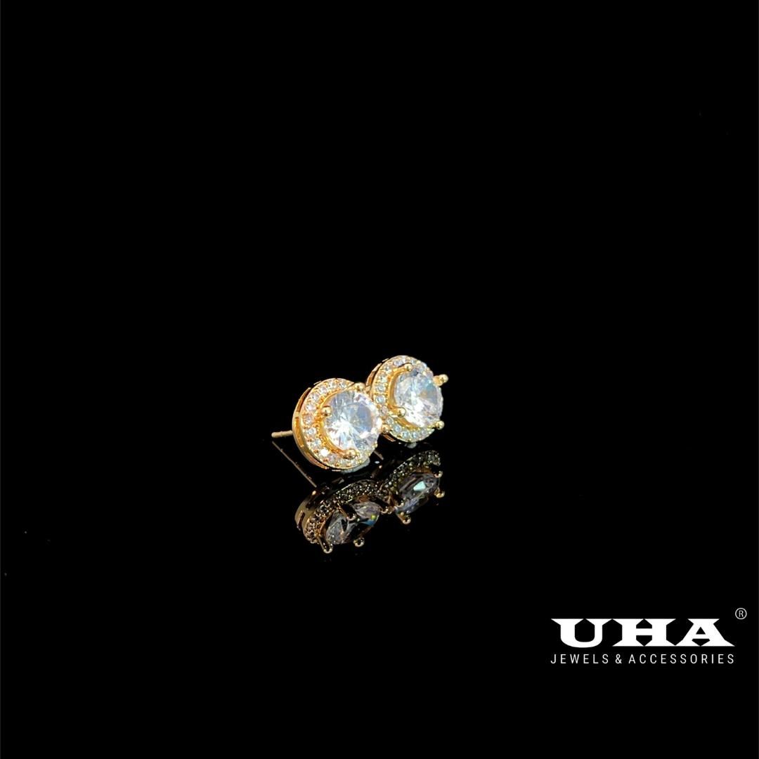 B1668 Bông tai nụ nữ đính đá cz cao cấp sáng lấp lánh UHA Women Khuyên Tai Hoa Tai