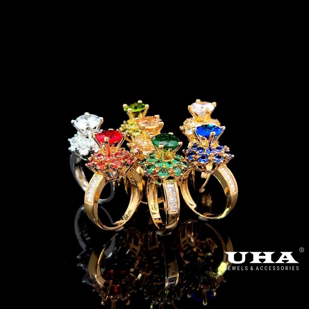 N1288 Nhẫn nữ đính đá màu phong thủy kết hợp cùng đá bagutte cao cấp snags lấp lánh