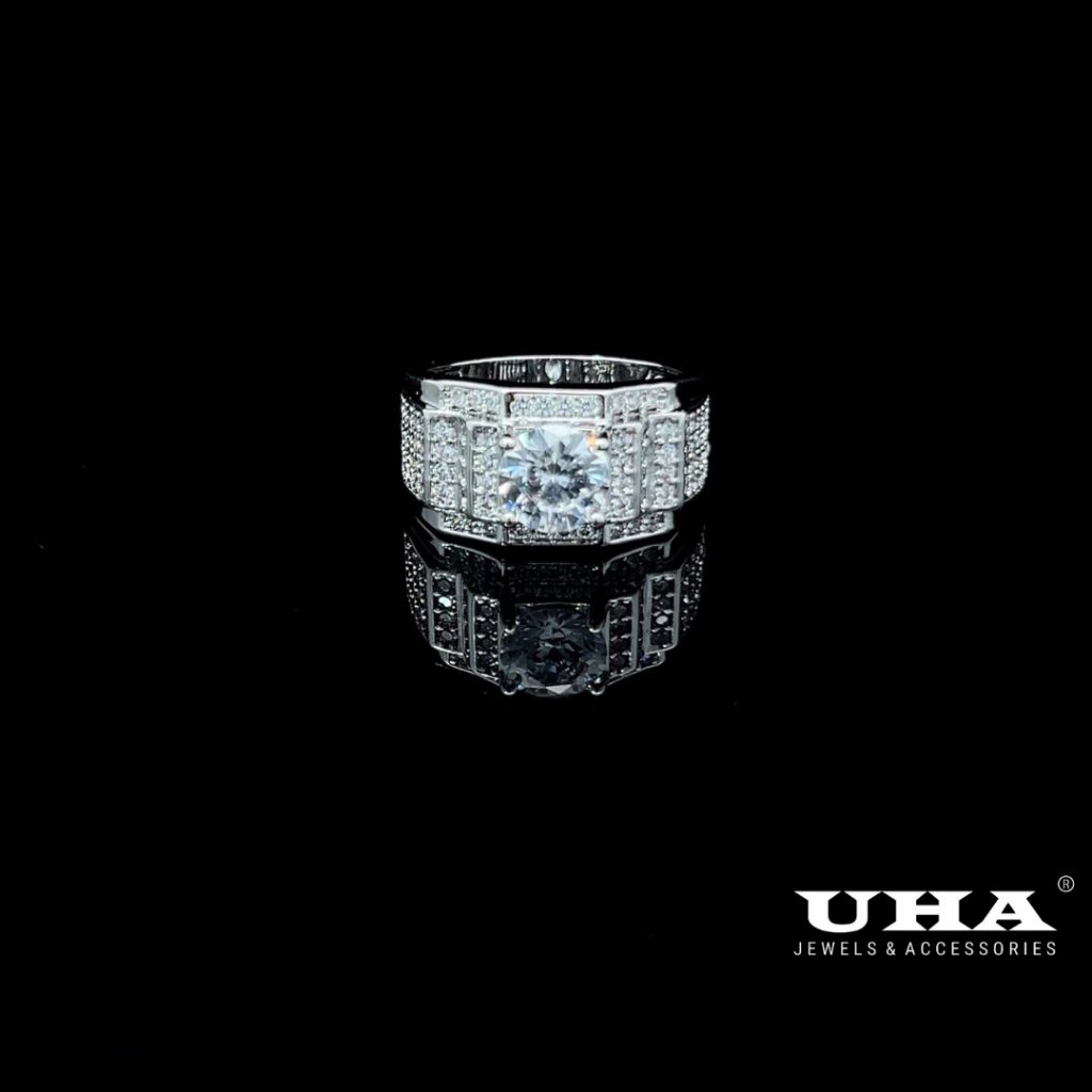 N100 Nhẫn nam mạ đính đá CZ cao cấp, phong cách sang trọng UHA