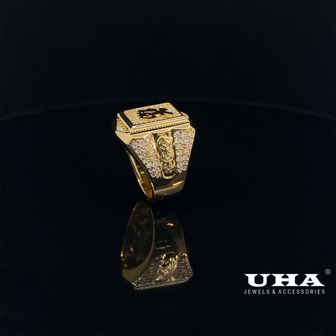 N1211 Nhẫn nam chạm khắc chữ thiết kế sang trọng có lót lòng UHA