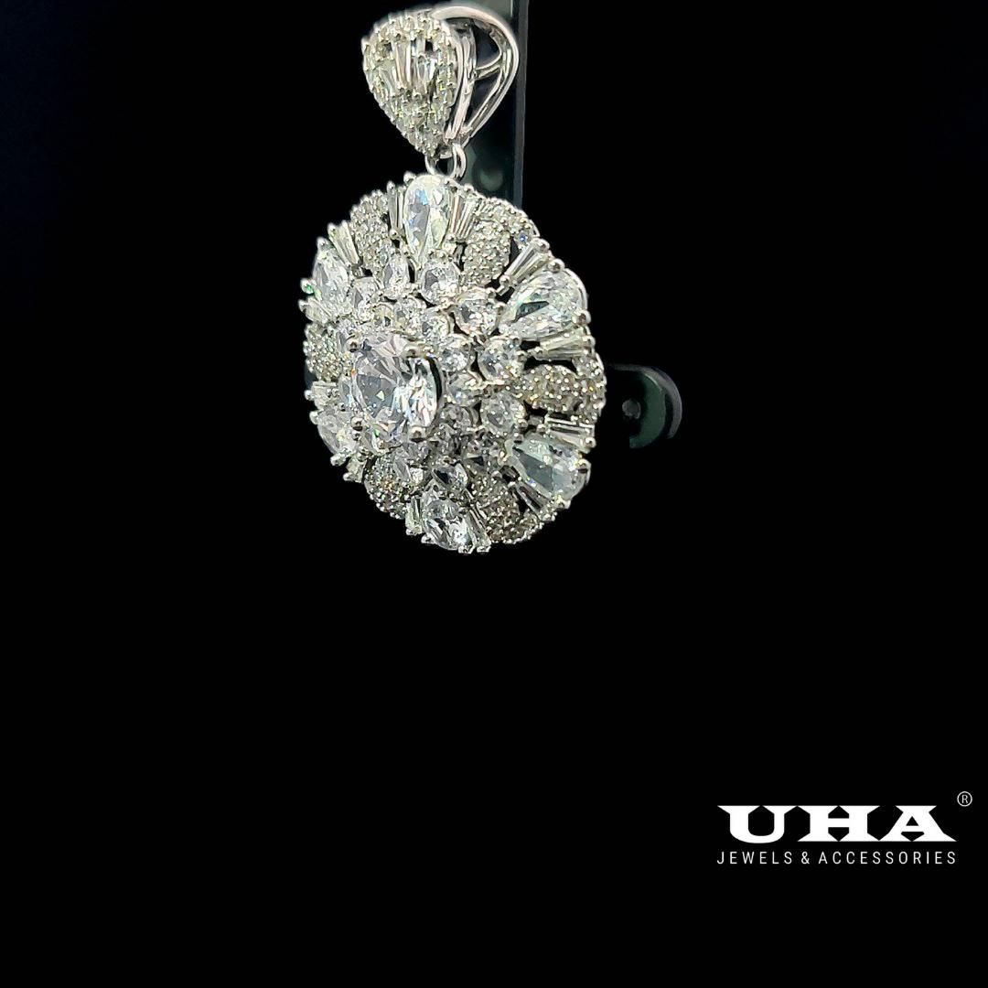 M1608 Mặt và dây chuyền nữ đính đá bagutte CZ cao cấp sáng lấp lánh UHA