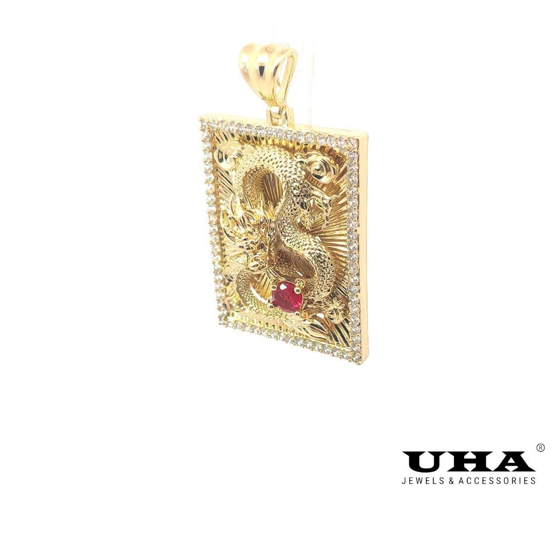 M1591 Mặt đính rồng điểm nhấn MẮT ĐỎ,chạm khắc máy tinh xảo, cá tính UHA  Khuyên Tai Women