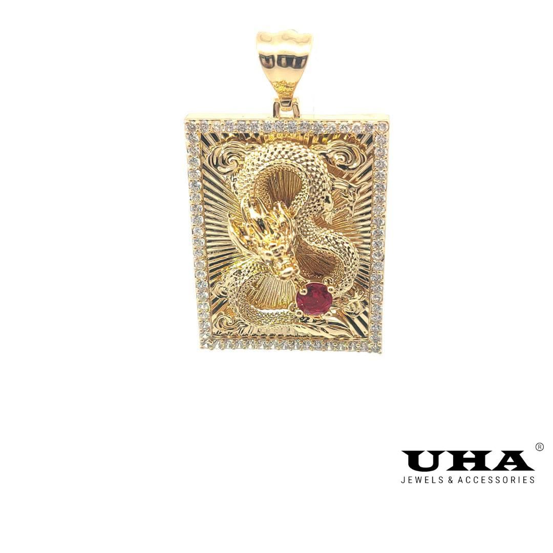 M1591 Mặt đính rồng điểm nhấn MẮT ĐỎ,chạm khắc máy tinh xảo, cá tính UHA  Khuyên Tai Women