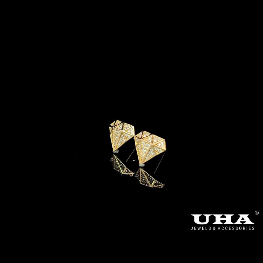 B495- Bông tai nữ họa tiết kim cương đính đá trắng UHA