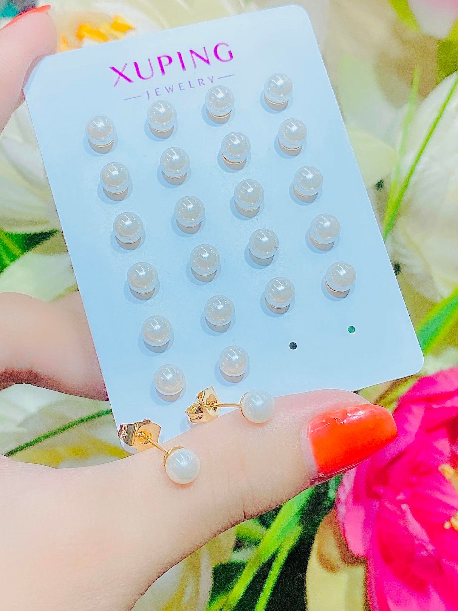 B1554 Bông tai trái châu đính bẹt siêu dễ thương UHA (1 CẶP)