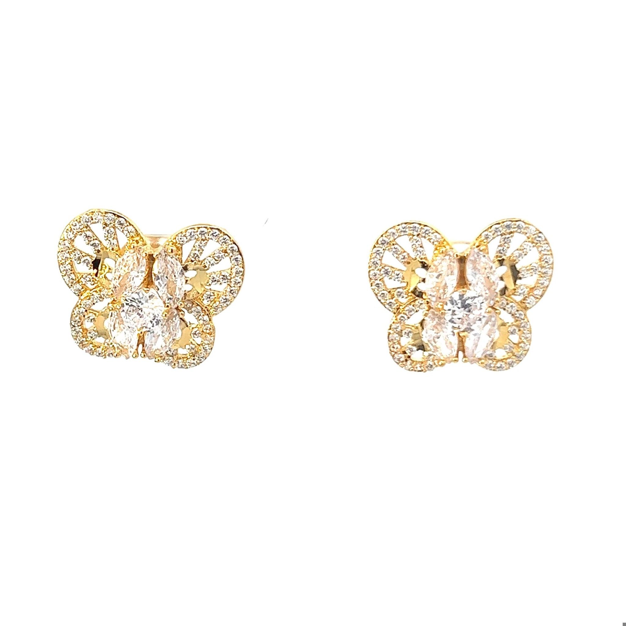 B1082154 Bông tai con bướm kiểu dáng đính đá baguette siêu xinh Women