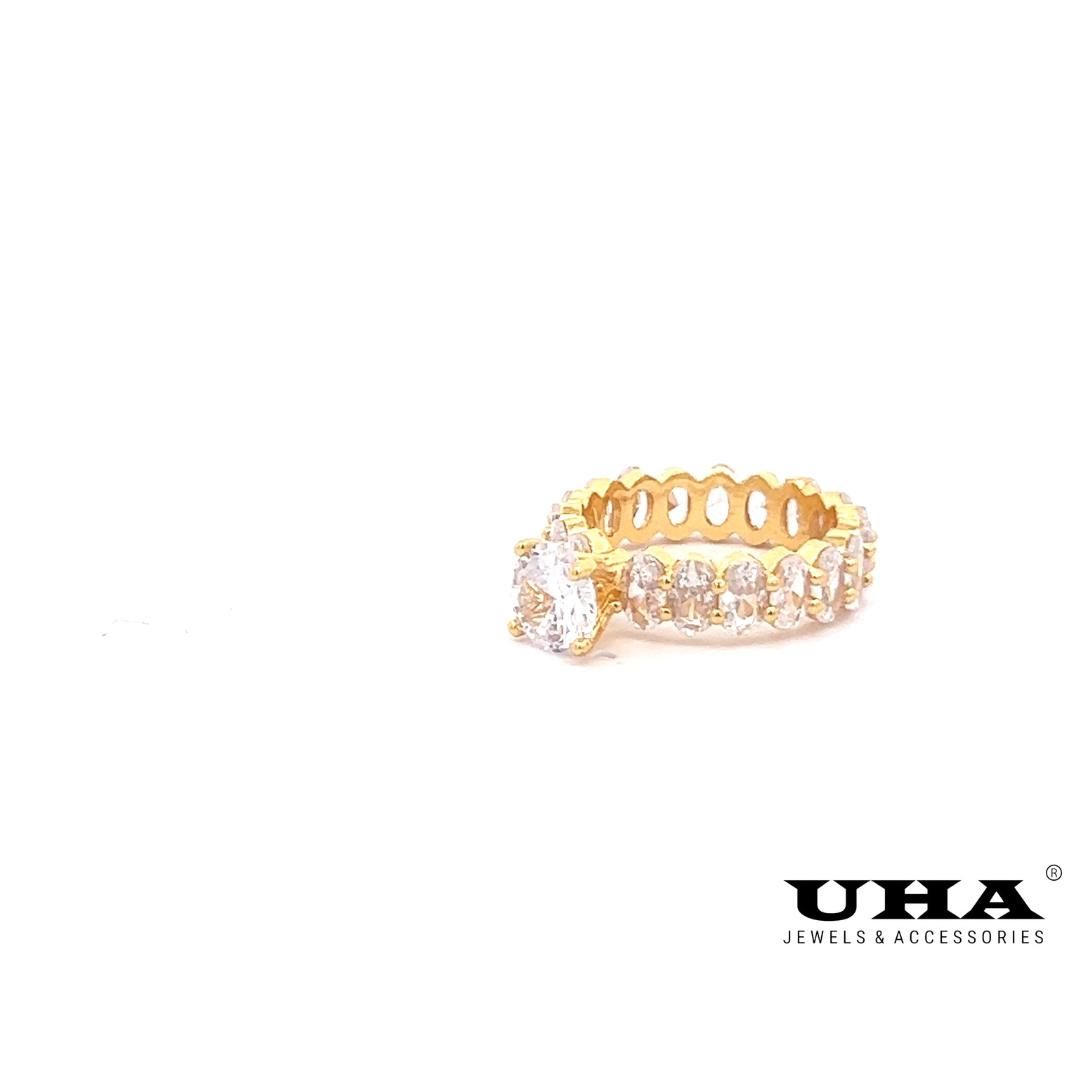 N841 Nhẫn nữ bền màu đính đá CZ cao cấp UHA Women