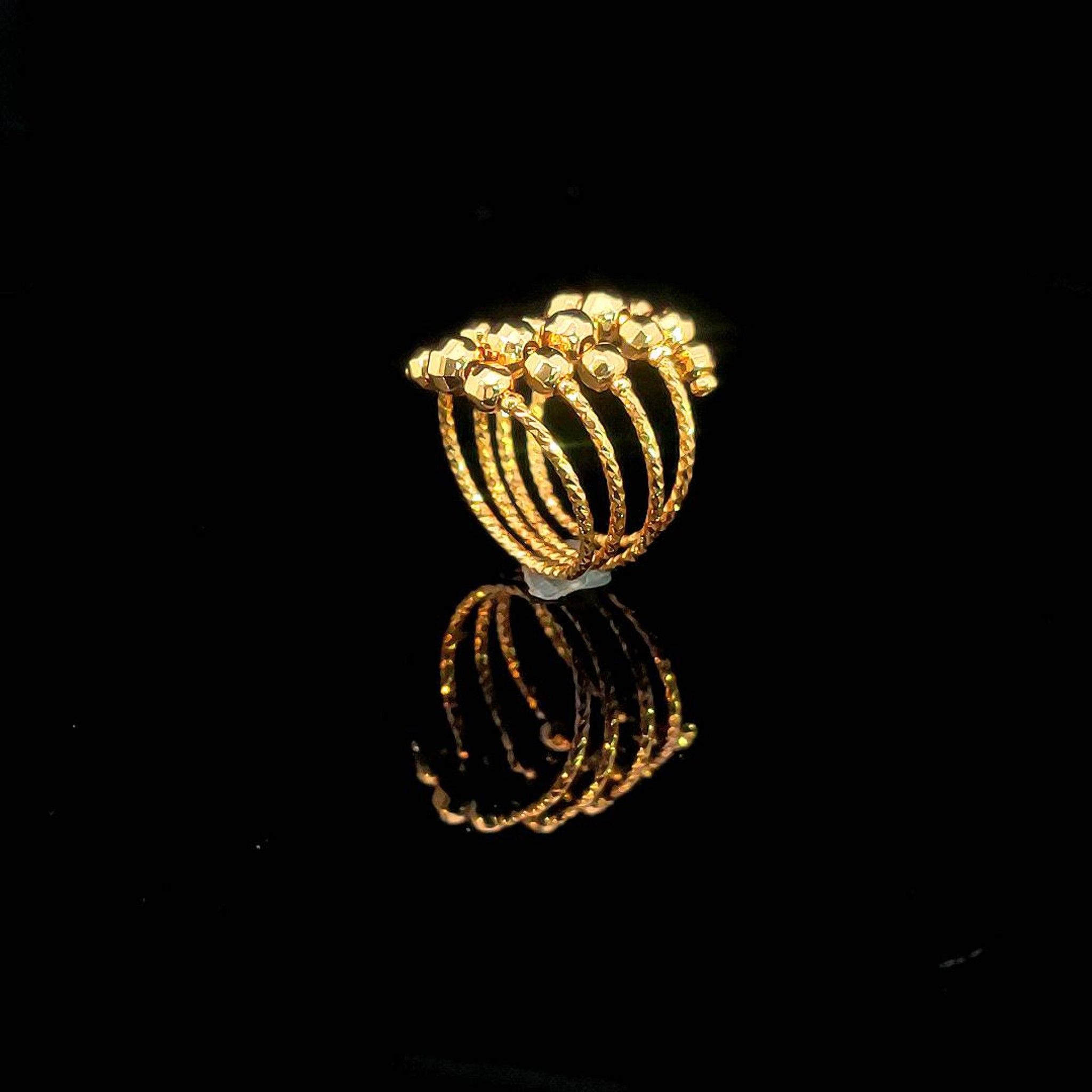 N592 Nhẫn nữ lò xo bi đính xoàn mạ vàng cao cấp