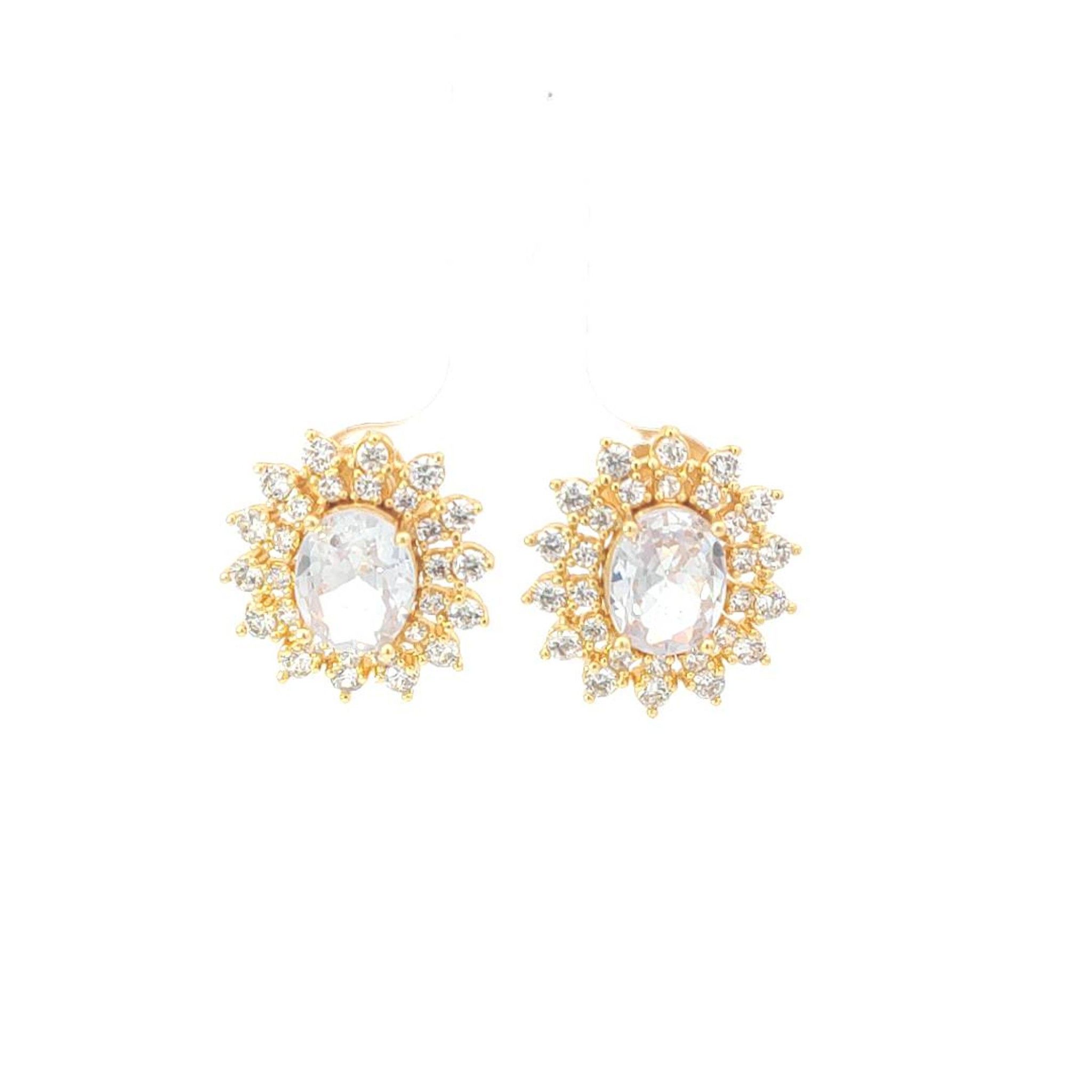 B1514 Bông tai nữ đính đá oval sáng lấp lánh UHA Women Hoa Tai Voan Voi