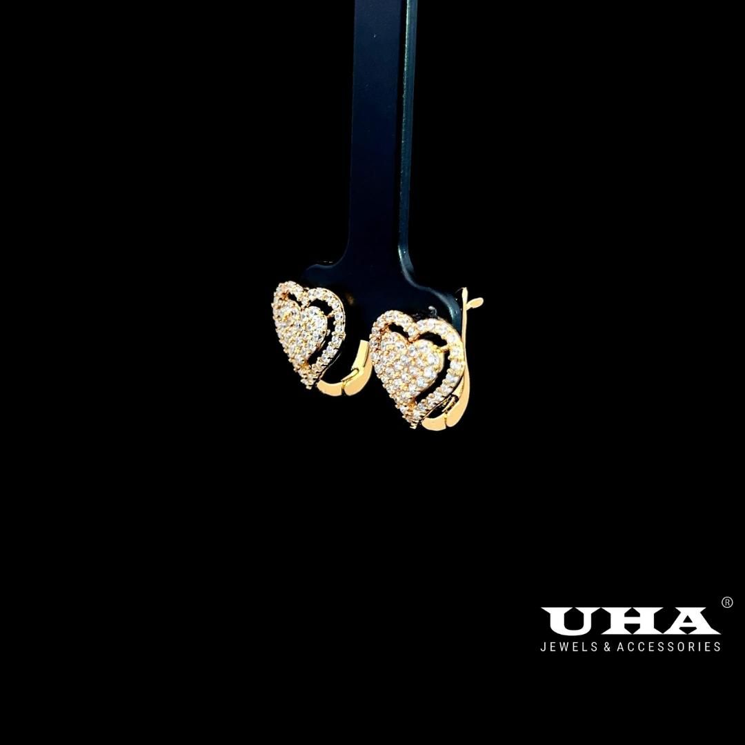 B1651 Bông tai nữ thiết kế kiểu trái tim đính đá sáng lấp lánh -TẶNG KÈM HỘP ĐỰNG Women Hoa Tai