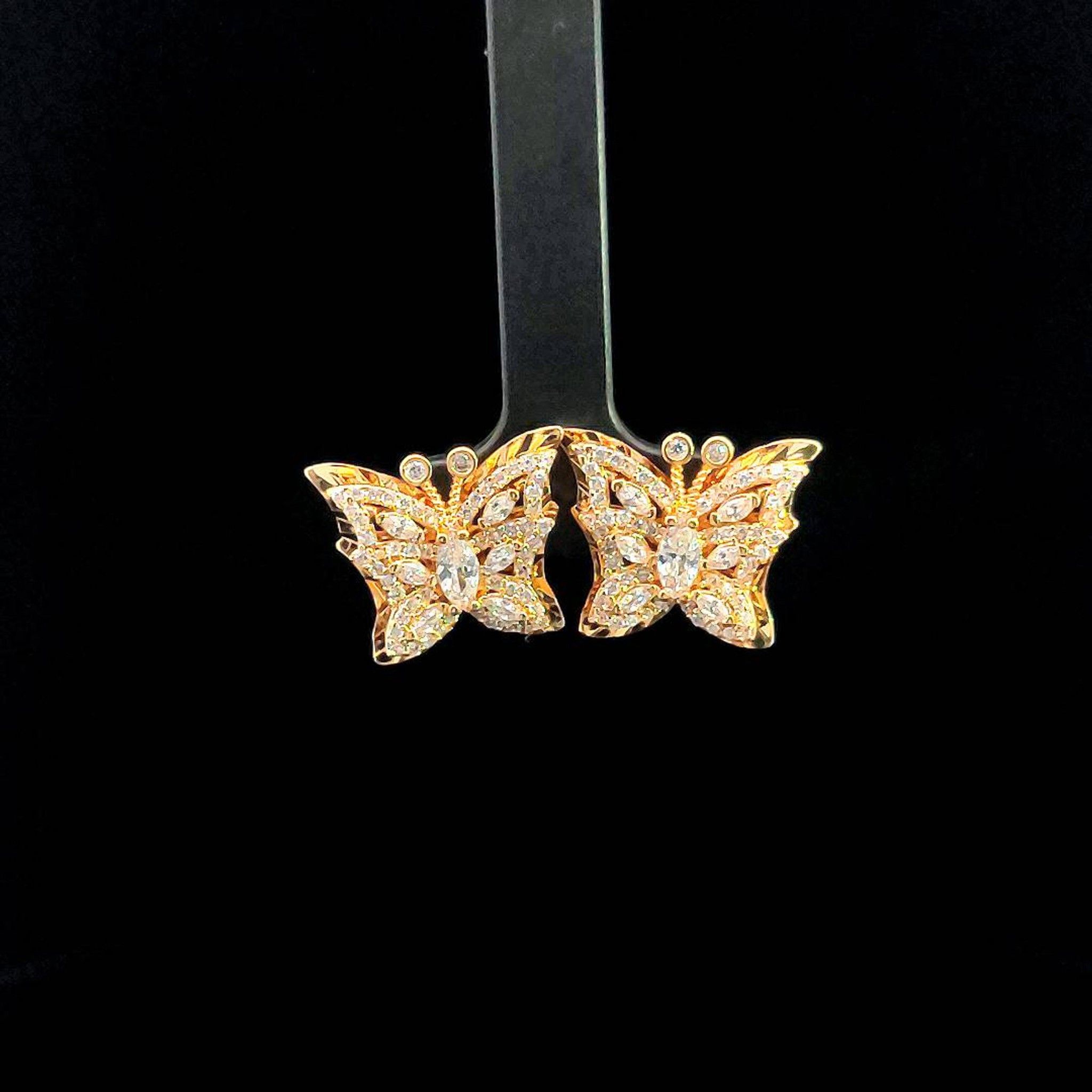 B1585 Bông tai nữ butterfly đính đá CZ cao cấp sáng lấp lánh Women Khuyên Tai Hoa Tai