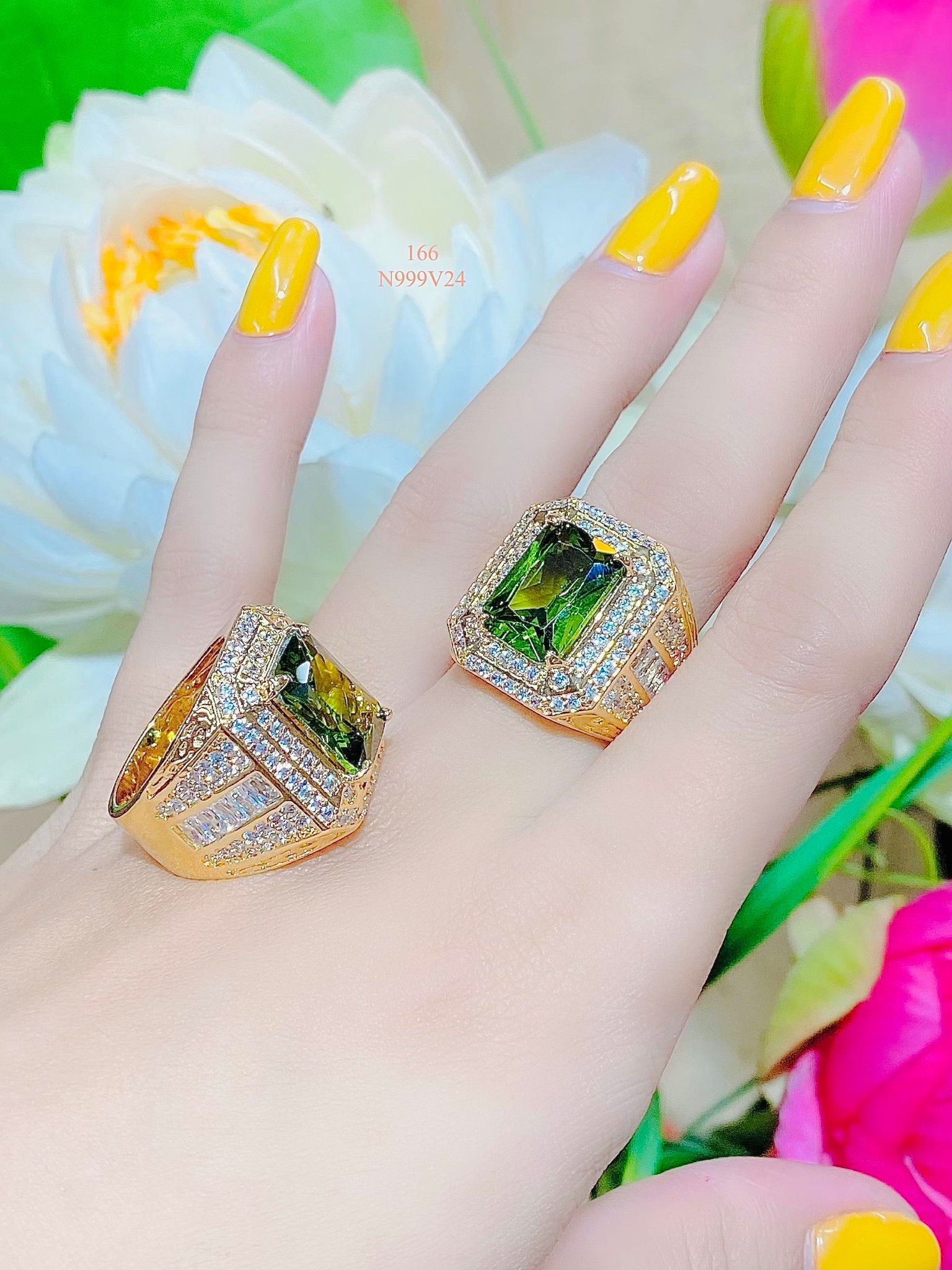 N999 Nhẫn nam đá màu phong thủy có lót lòng cao cấp UHA