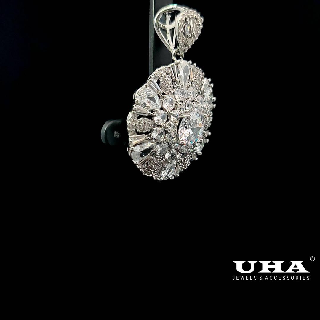 M1608 Mặt và dây chuyền nữ đính đá bagutte CZ cao cấp sáng lấp lánh UHA