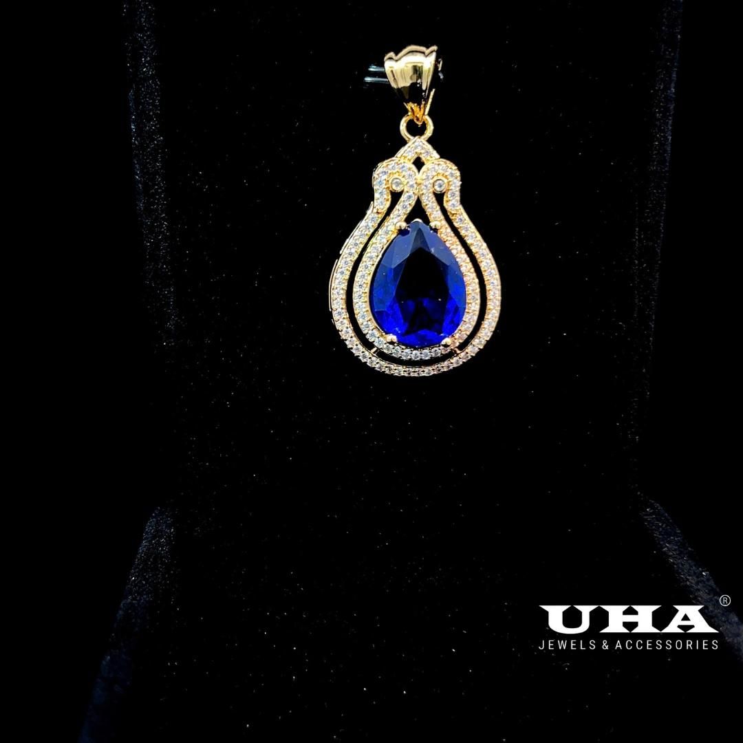 M1631 Mặt và dây chuyền đính đá CZ cao cấp thiết kế đá màu phong thủy UHA