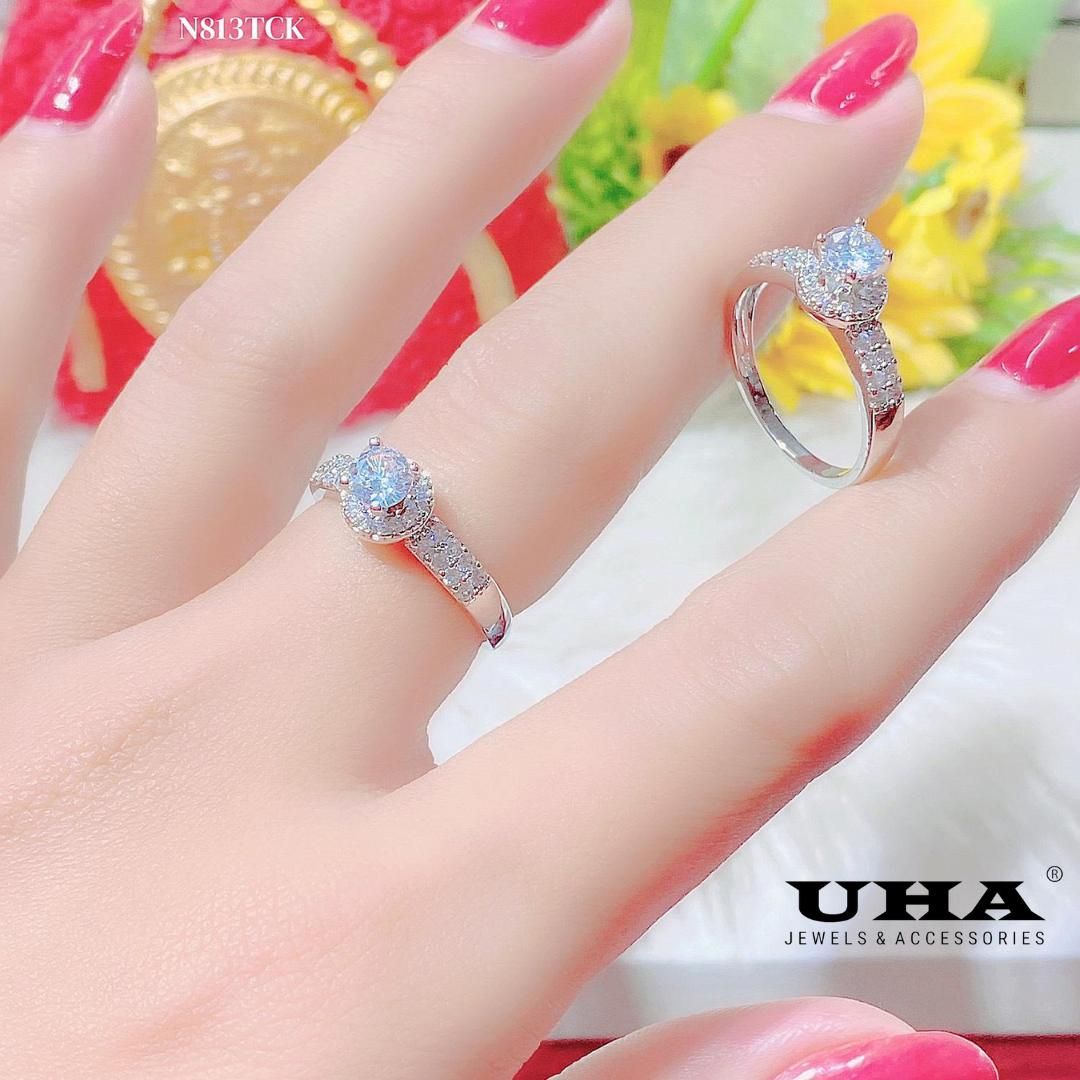 N846 Nhẫn nữ UHA  đính đá CZ cao cấp bên màu - Trang Sức UHA