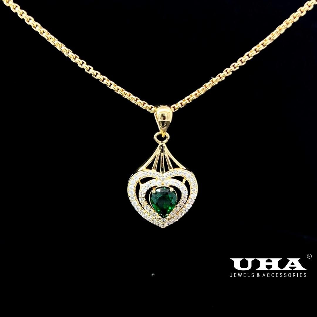 M1633 Mặt và dây chuyền đính đá CZ cao cấp thiết kế đá màu phong thủy sang trọng UHA