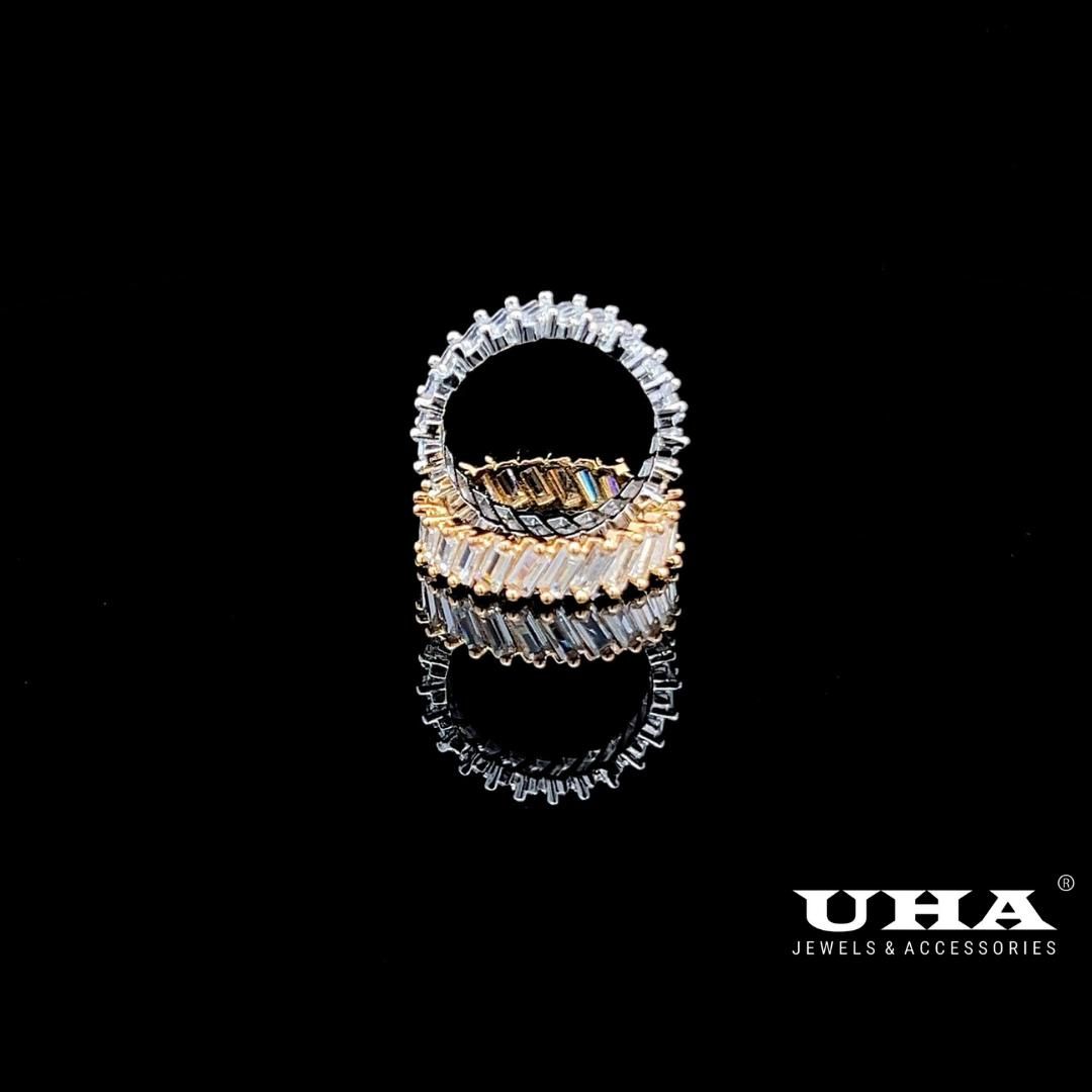 Nhẫn Unisex N1278 đính đá bagutte cao cấp sáng lấp lánh UHA
