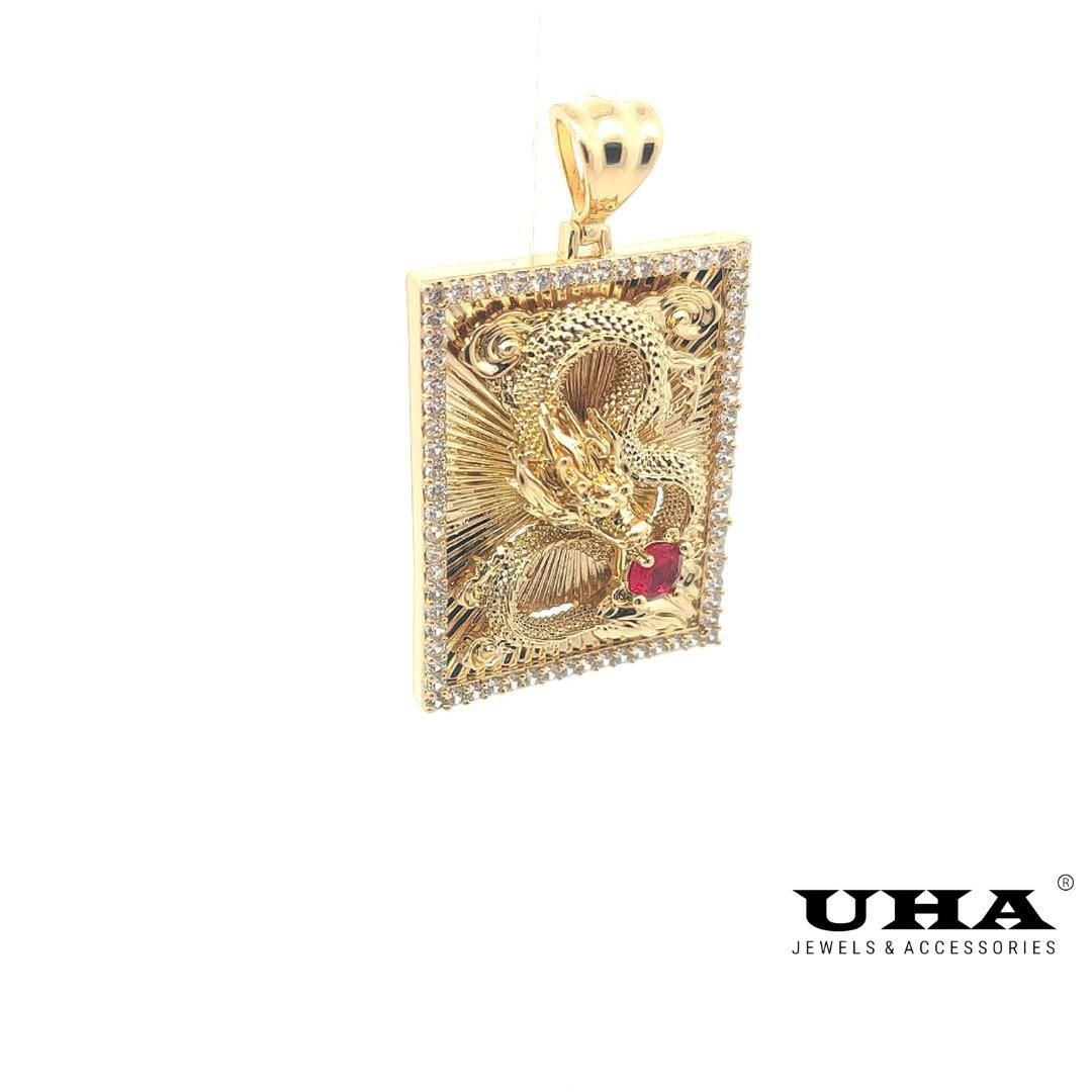 M1591 Mặt đính rồng điểm nhấn MẮT ĐỎ,chạm khắc máy tinh xảo, cá tính UHA  Khuyên Tai Women