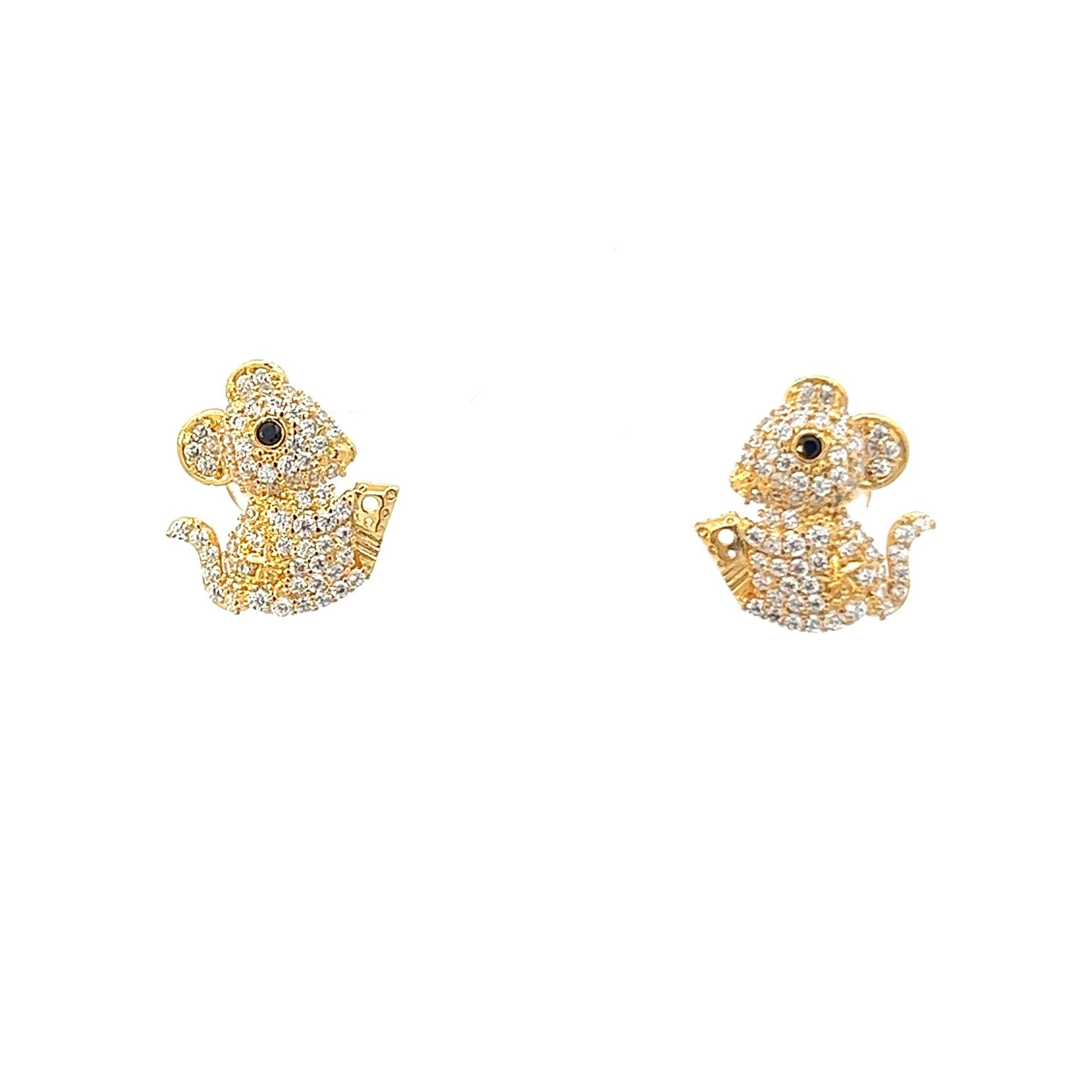 B1122139 Bông tai con chuột kiểu dáng đính đá baguette siêu xinh Women Nữ