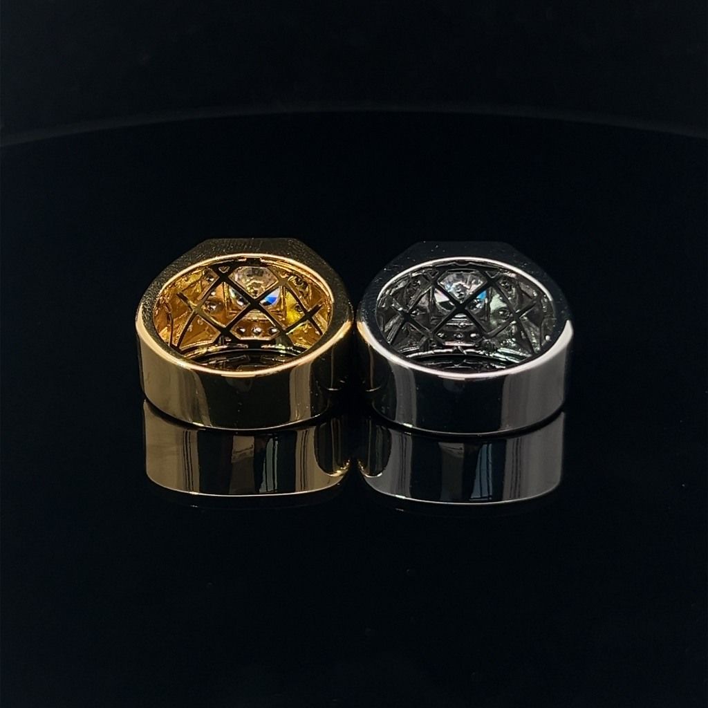 N1212 Nhẫn nam đính đá CZ khắc họa tiết đẹp mắt sang trọng UHA