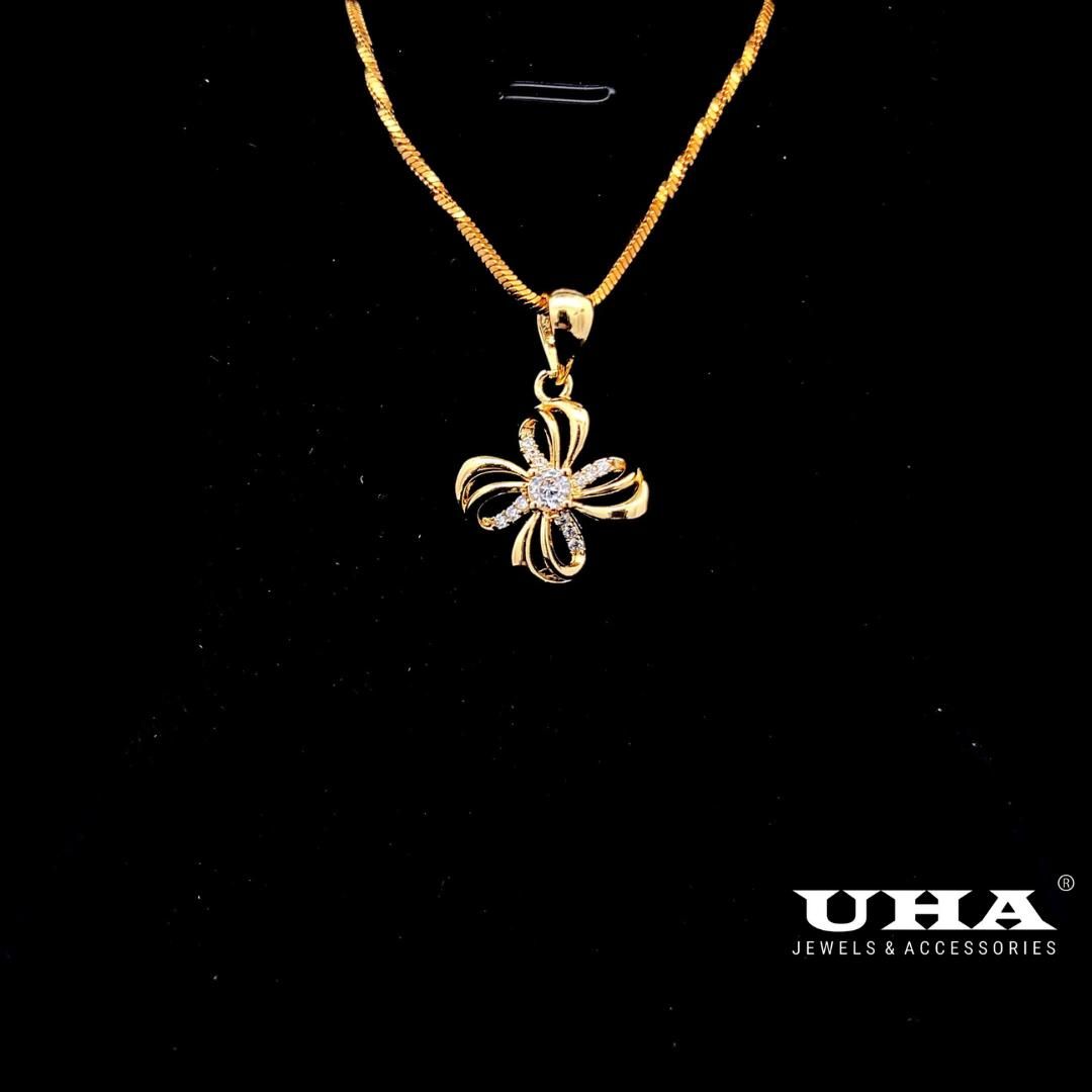 M1656 Mặt và dây chuyền nữ thiết kế kiểu hoa, đính đá CZ cao cấp sáng lấp lánh UHA Women