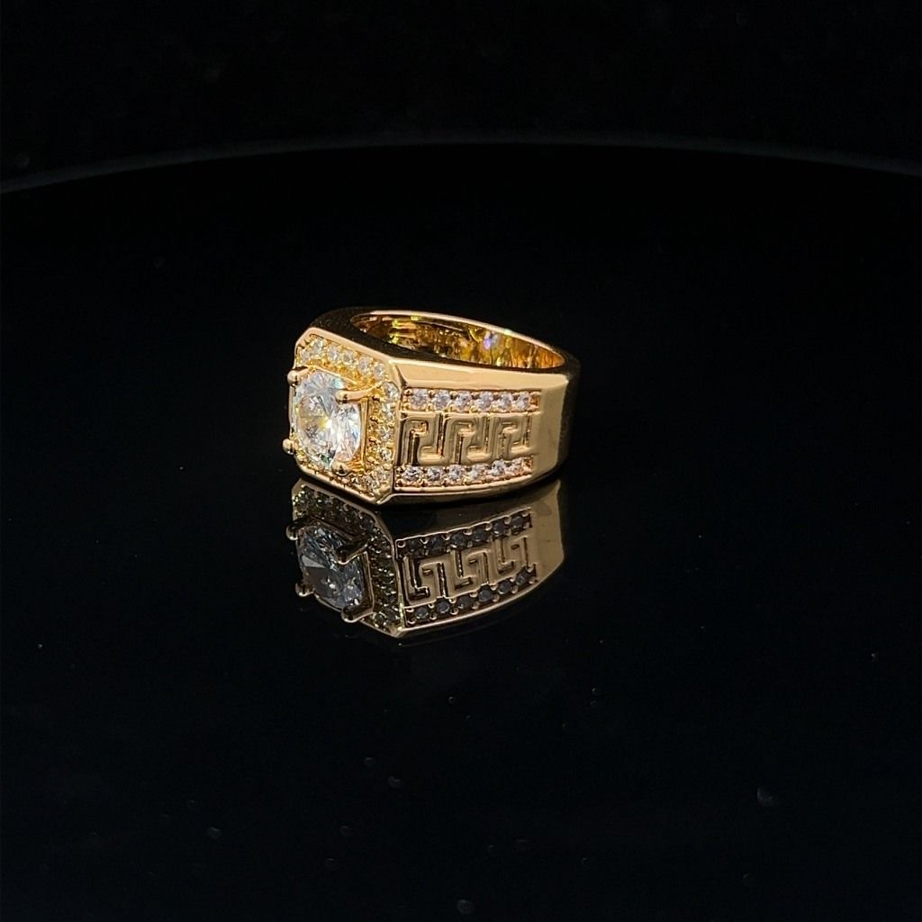 N1212 Nhẫn nam đính đá CZ khắc họa tiết đẹp mắt sang trọng UHA