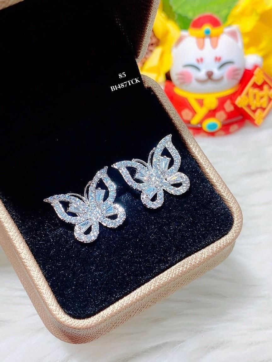 B1487 Bông tai hình bướm đính đá baguette siêu sáng -UHA Voi Women