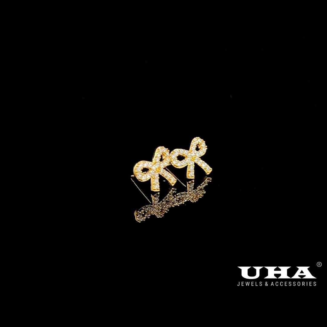 B1462 Bông tai kiểu nơ xinh đính đá baguette - Tặng kèm hộp cao cấp Women Nữ Hoa Tai