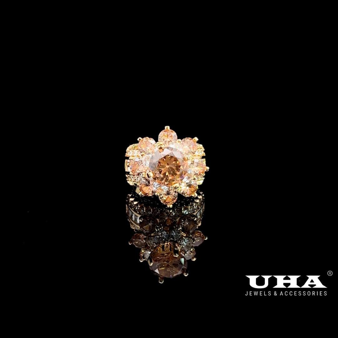 N532 Nhẫn nữ đính đá màu phong thủy cao cấp sáng lấp lánh UHA Women