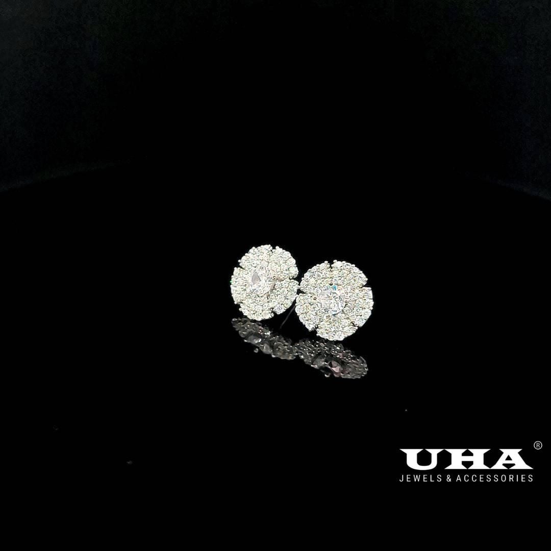 B1604 Bông tai nữ đính đá tấm CZ cao cấp sáng lấp lánh UHA-TẶNG KÈM HỘP