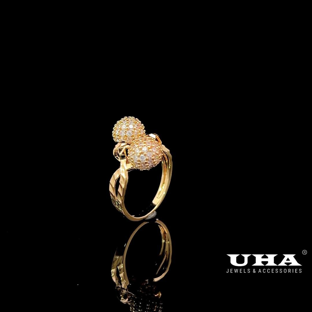 N595 Nhẫn nữ trái châu chạm khắc tinh tế đơn giản trẻ trung UHA Women