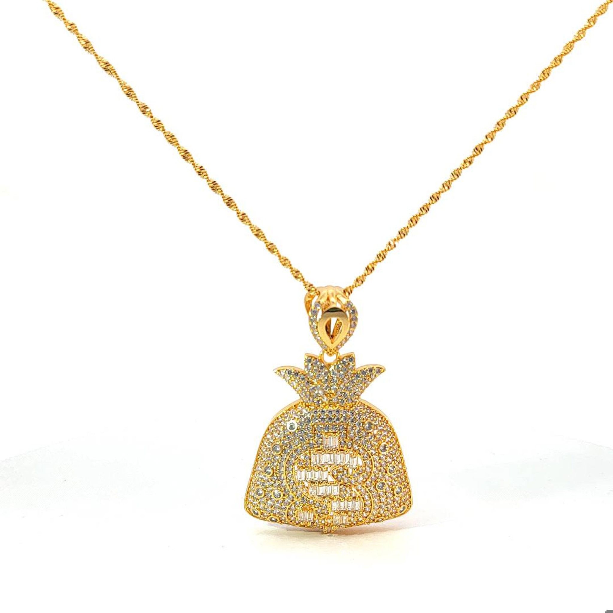 M1278 - Mặt dây chuyền nữ mạ vàng kiểu túi tiền $ đính đá CZ cao cấp (Không kèm dây) Women
