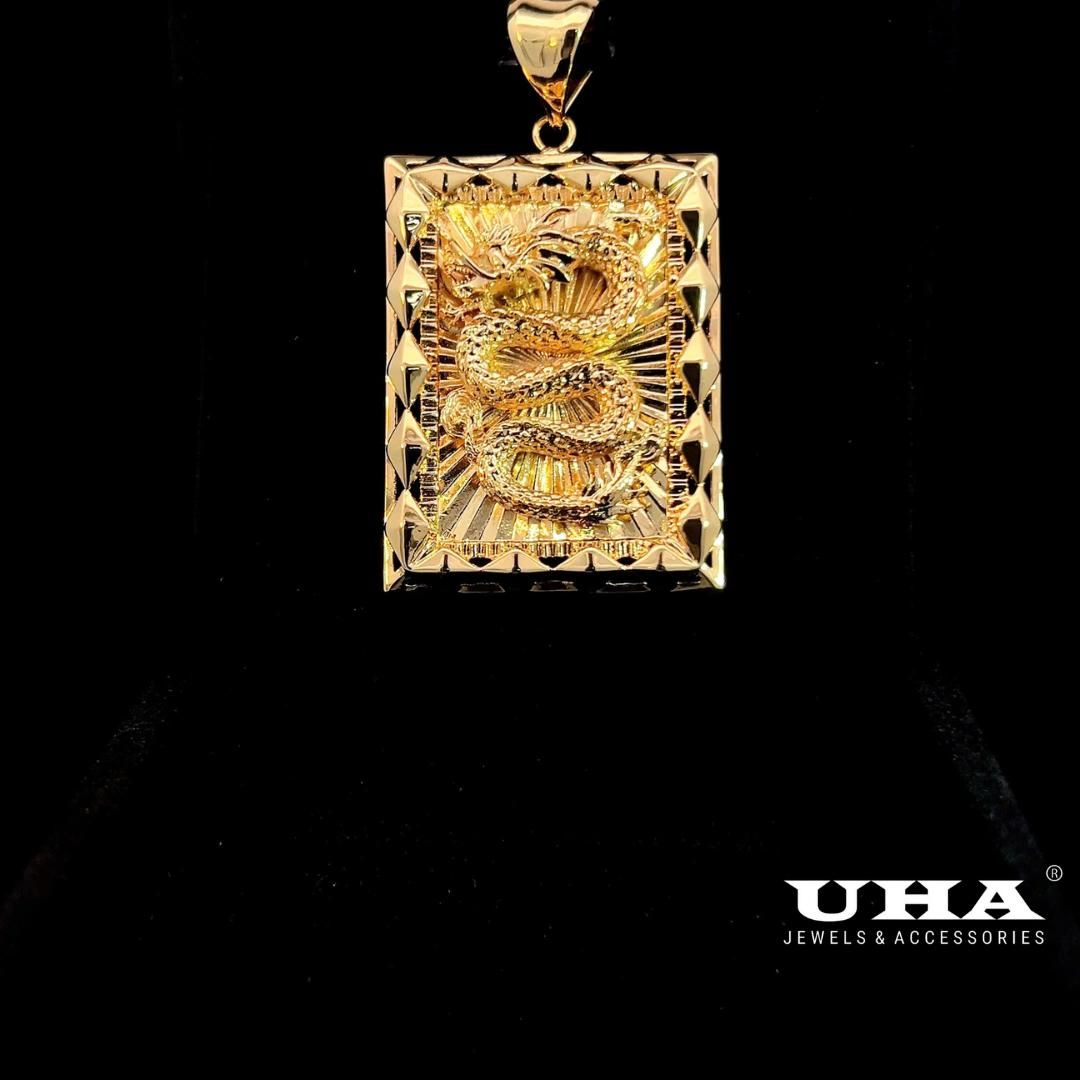 M1672 Mặt và dây chuyền nam đính  rồng chạm khắc tinh tế sang trọng UHA