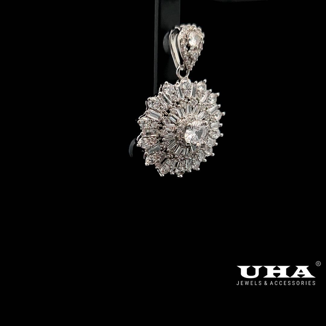 M1610 Mặt và dây chuyền nữ đính đá bagutte CZ cao cấp siêu xinh-UHA