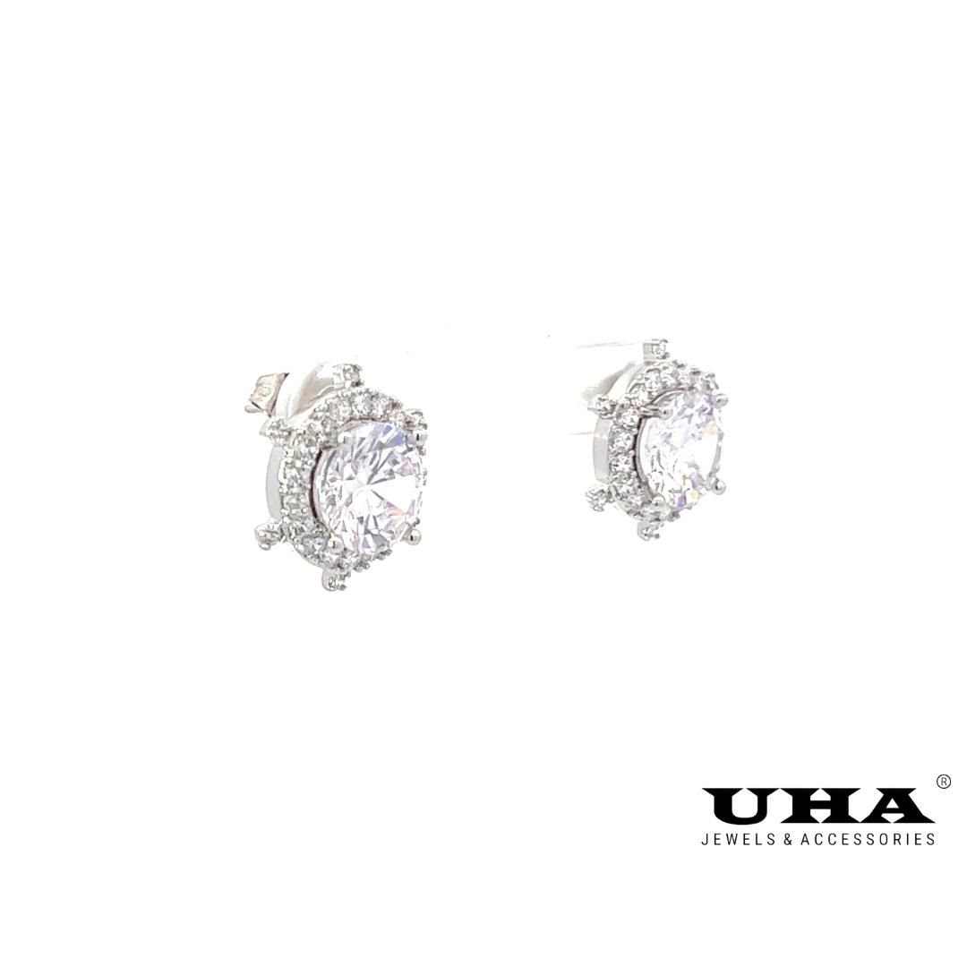 B1362 Bông tai nữ đá màu đính đá CZ cao cấp sáng lấp lánh UHA Voi Women