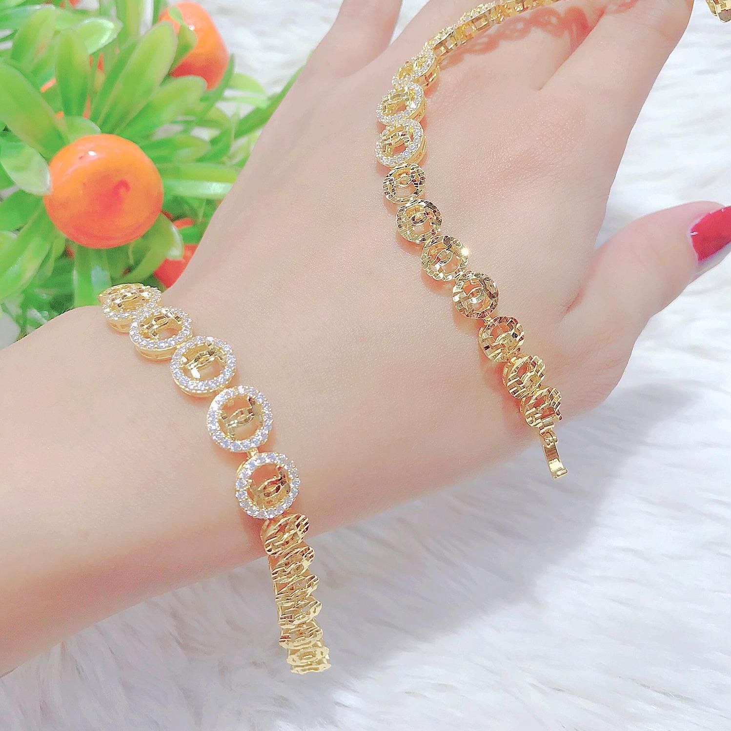 L377 Lắc tay nữ UHA, lắc tay phong thùy bền màu thiết kế cao cấp sáng lấp lánh