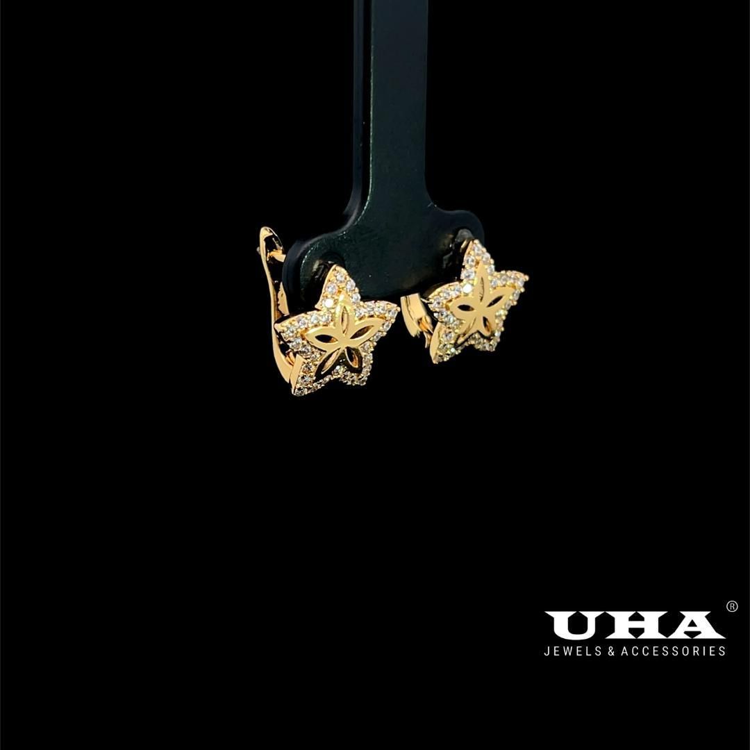 B1641 Bông tai nữ thiết kế kiểu ngôi sao 5 cánh đính đá sáng lấp lánh -TẶNG KÈM HỘP Women Hoa Tai