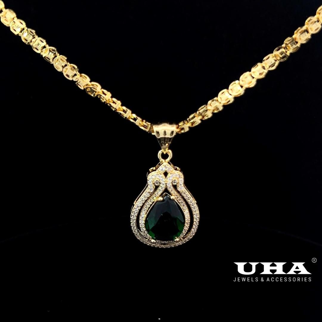 M1631 Mặt và dây chuyền đính đá CZ cao cấp thiết kế đá màu phong thủy UHA